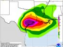 Predicted rainfall forecast from Hurricane Harvey. [NOAA graphic]